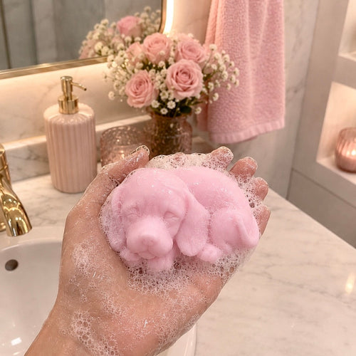  Handcrafted with a luxurious Golden Santal fragrance, this adorable puppy soap is designed to leave your bathroom smelling elegant, warm, and sophisticated. Perfect for dog lovers who appreciate a touch of luxury in their daily routine.
• Vegetable-based formula
• Rich, creamy lather with excellent foaming action
• Neutral base odor that beautifully carries fragrance
• Excellent moisturizing properties
• Smooth, creamy texture
• Handcrafted with care and attention to detail